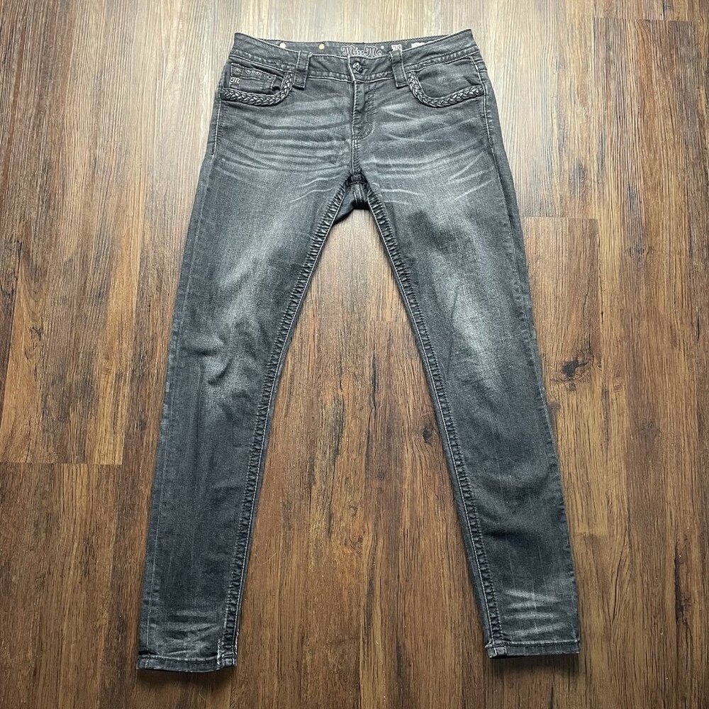 MissMe Women 29x30 Jeans Embellished Pockets Signature Ankle Skinny Thick Stitch